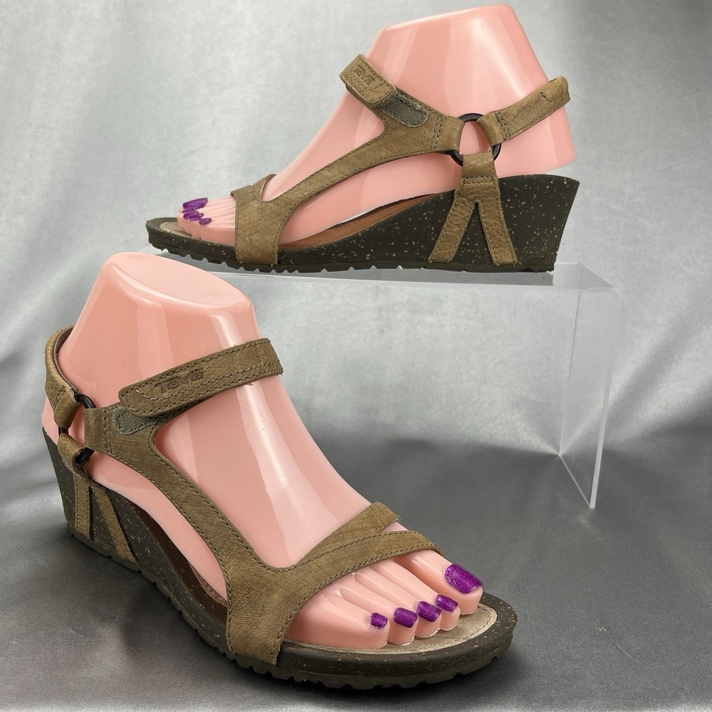 Teva  Cabrillo Brown Wedge Sandals Women's US 6.5‎ / EU 37.5 Leather Strappy 2"